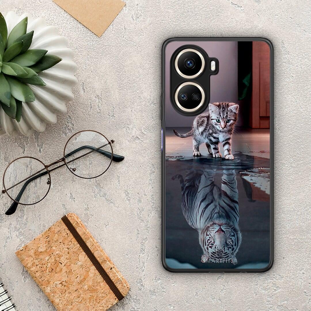 Θήκη Huawei Nova 10 SE Cute Tiger από τη Smartfits με σχέδιο στο πίσω μέρος και μαύρο περίβλημα | Huawei Nova 10 SE Cute Tiger Case with Colorful Back and Black Bezels