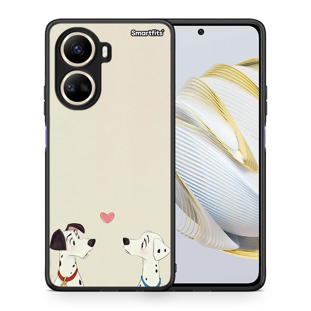 Θήκη Huawei Nova 10 SE Dalmatians Love από τη Smartfits με σχέδιο στο πίσω μέρος και μαύρο περίβλημα | Huawei Nova 10 SE Dalmatians Love Case with Colorful Back and Black Bezels