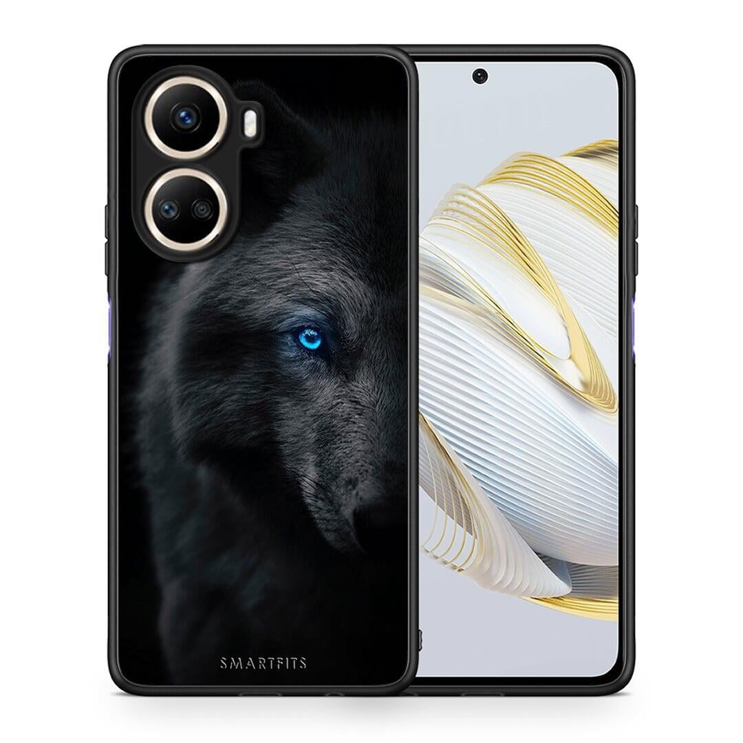 Θήκη Huawei Nova 10 SE Dark Wolf από τη Smartfits με σχέδιο στο πίσω μέρος και μαύρο περίβλημα | Huawei Nova 10 SE Dark Wolf Case with Colorful Back and Black Bezels