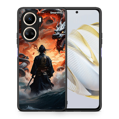 Θήκη Huawei Nova 10 SE Dragons Fight από τη Smartfits με σχέδιο στο πίσω μέρος και μαύρο περίβλημα | Huawei Nova 10 SE Dragons Fight Case with Colorful Back and Black Bezels