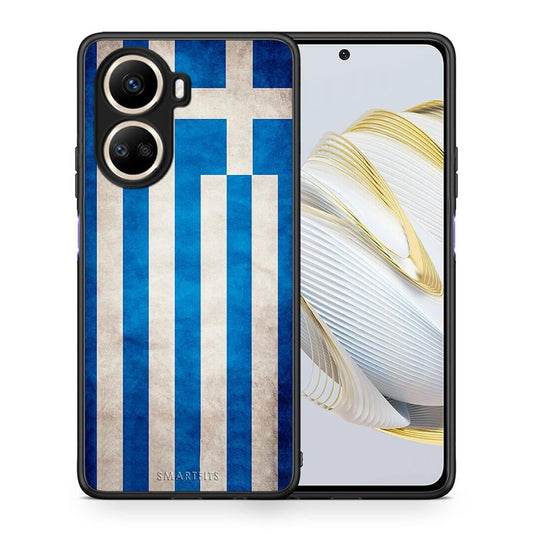 Θήκη Huawei Nova 10 SE Flag Greek από τη Smartfits με σχέδιο στο πίσω μέρος και μαύρο περίβλημα | Huawei Nova 10 SE Flag Greek Case with Colorful Back and Black Bezels