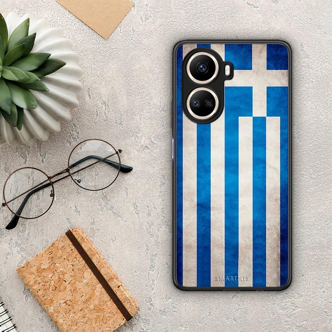 Θήκη Huawei Nova 10 SE Flag Greek από τη Smartfits με σχέδιο στο πίσω μέρος και μαύρο περίβλημα | Huawei Nova 10 SE Flag Greek Case with Colorful Back and Black Bezels