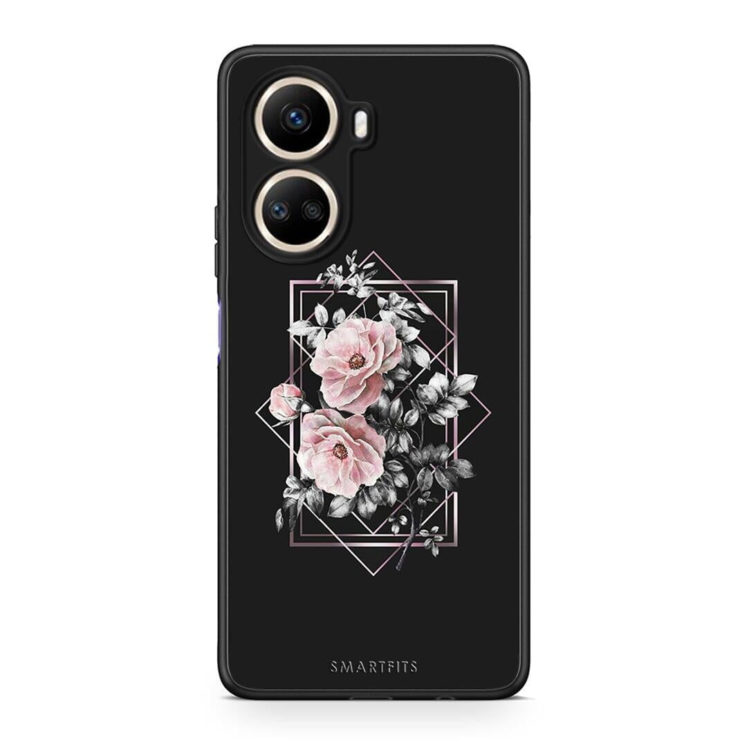 Θήκη Huawei Nova 10 SE Flower Frame από τη Smartfits με σχέδιο στο πίσω μέρος και μαύρο περίβλημα | Huawei Nova 10 SE Flower Frame Case with Colorful Back and Black Bezels