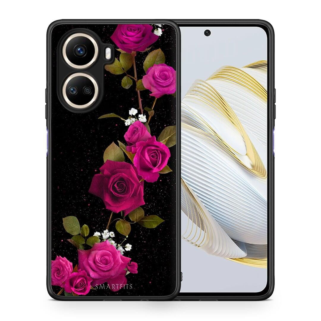 Θήκη Huawei Nova 10 SE Flower Red Roses από τη Smartfits με σχέδιο στο πίσω μέρος και μαύρο περίβλημα | Huawei Nova 10 SE Flower Red Roses Case with Colorful Back and Black Bezels