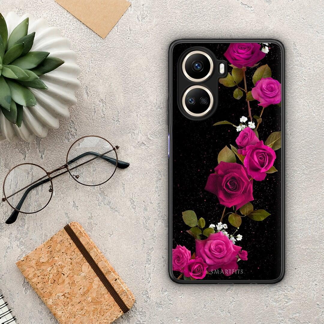 Θήκη Huawei Nova 10 SE Flower Red Roses από τη Smartfits με σχέδιο στο πίσω μέρος και μαύρο περίβλημα | Huawei Nova 10 SE Flower Red Roses Case with Colorful Back and Black Bezels