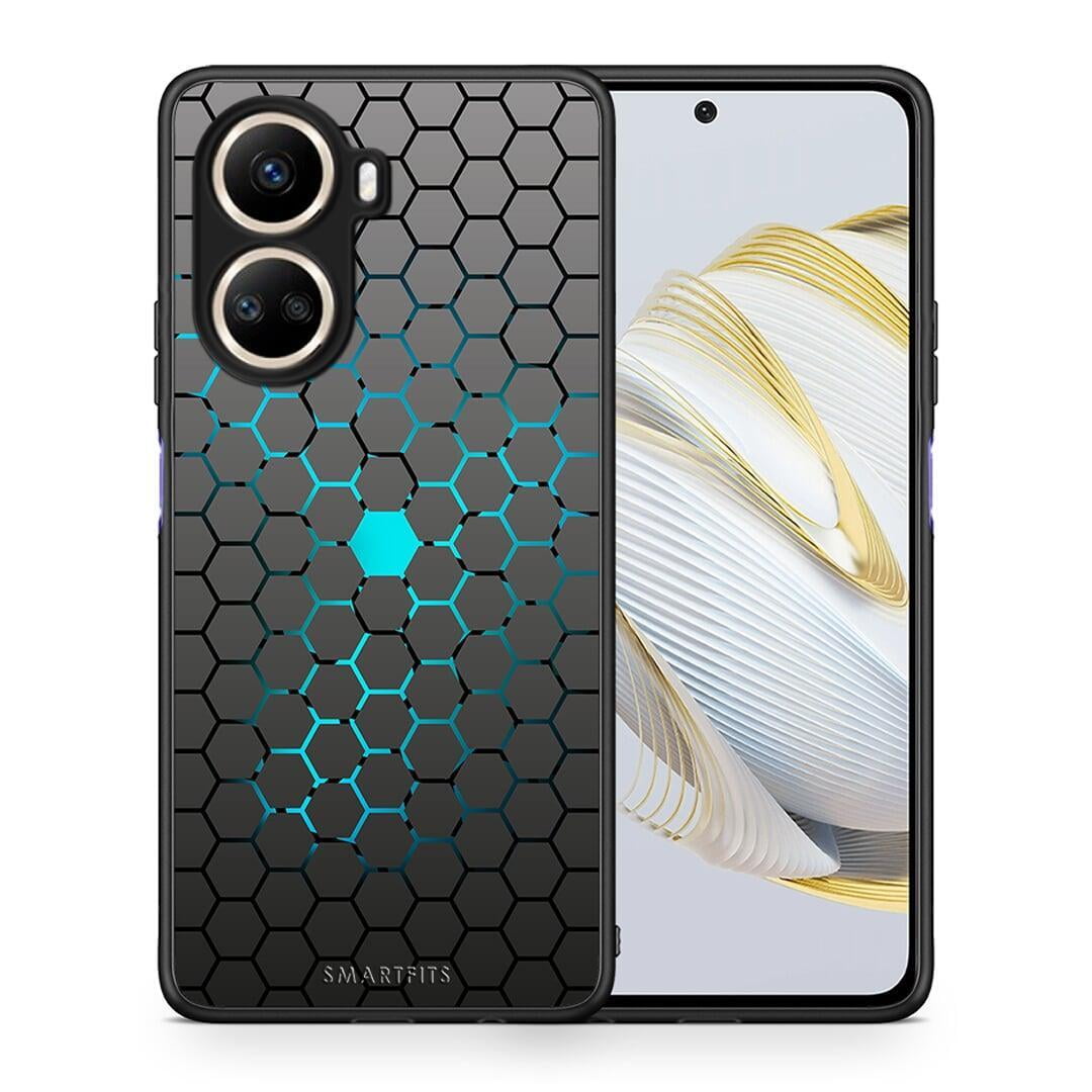 Θήκη Huawei Nova 10 SE Geometric Hexagonal από τη Smartfits με σχέδιο στο πίσω μέρος και μαύρο περίβλημα | Huawei Nova 10 SE Geometric Hexagonal Case with Colorful Back and Black Bezels