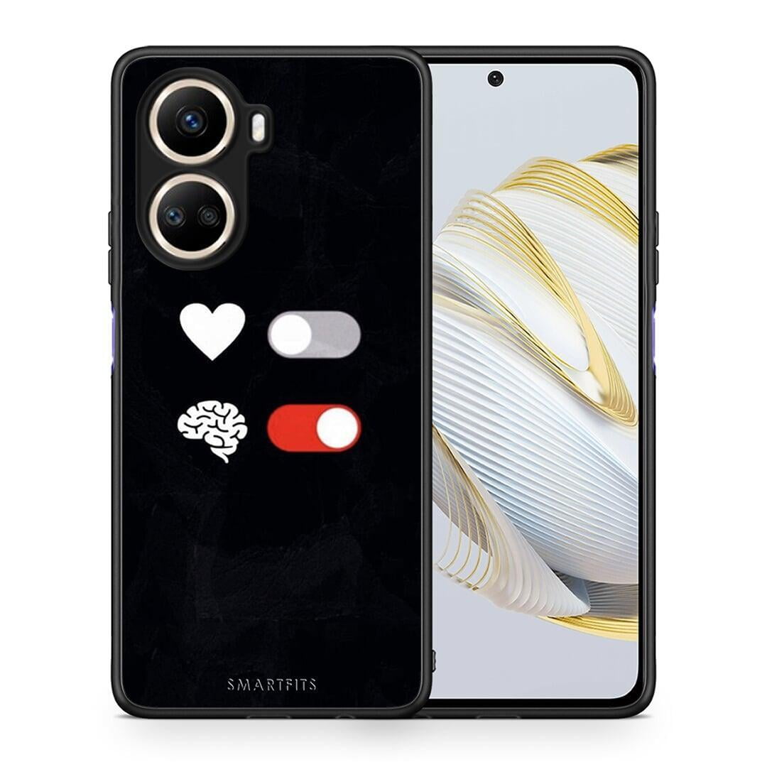 Θήκη Huawei Nova 10 SE Heart Vs Brain από τη Smartfits με σχέδιο στο πίσω μέρος και μαύρο περίβλημα | Huawei Nova 10 SE Heart Vs Brain Case with Colorful Back and Black Bezels