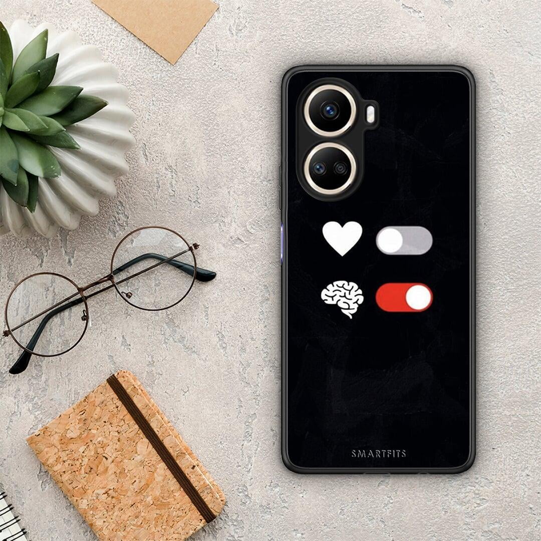 Θήκη Huawei Nova 10 SE Heart Vs Brain από τη Smartfits με σχέδιο στο πίσω μέρος και μαύρο περίβλημα | Huawei Nova 10 SE Heart Vs Brain Case with Colorful Back and Black Bezels