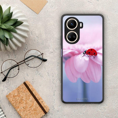 Θήκη Huawei Nova 10 SE Ladybug Flower από τη Smartfits με σχέδιο στο πίσω μέρος και μαύρο περίβλημα | Huawei Nova 10 SE Ladybug Flower Case with Colorful Back and Black Bezels