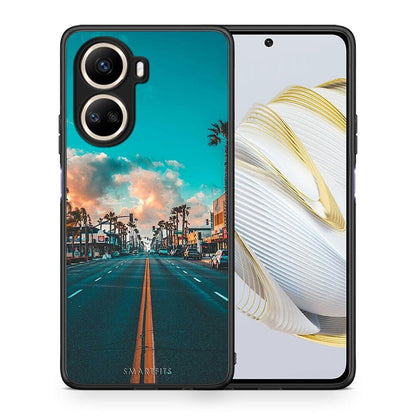 Θήκη Huawei Nova 10 SE Landscape City από τη Smartfits με σχέδιο στο πίσω μέρος και μαύρο περίβλημα | Huawei Nova 10 SE Landscape City Case with Colorful Back and Black Bezels