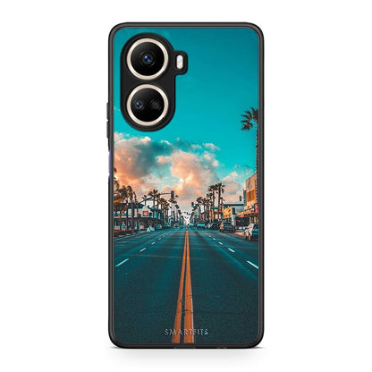 Θήκη Huawei Nova 10 SE Landscape City από τη Smartfits με σχέδιο στο πίσω μέρος και μαύρο περίβλημα | Huawei Nova 10 SE Landscape City Case with Colorful Back and Black Bezels