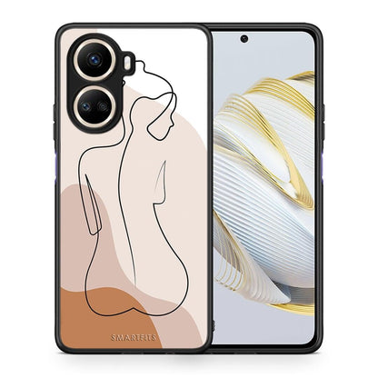 Θήκη Huawei Nova 10 SE LineArt Woman από τη Smartfits με σχέδιο στο πίσω μέρος και μαύρο περίβλημα | Huawei Nova 10 SE LineArt Woman Case with Colorful Back and Black Bezels
