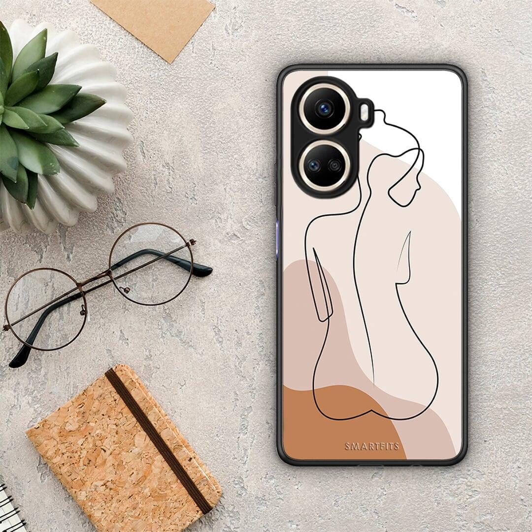 Θήκη Huawei Nova 10 SE LineArt Woman από τη Smartfits με σχέδιο στο πίσω μέρος και μαύρο περίβλημα | Huawei Nova 10 SE LineArt Woman Case with Colorful Back and Black Bezels