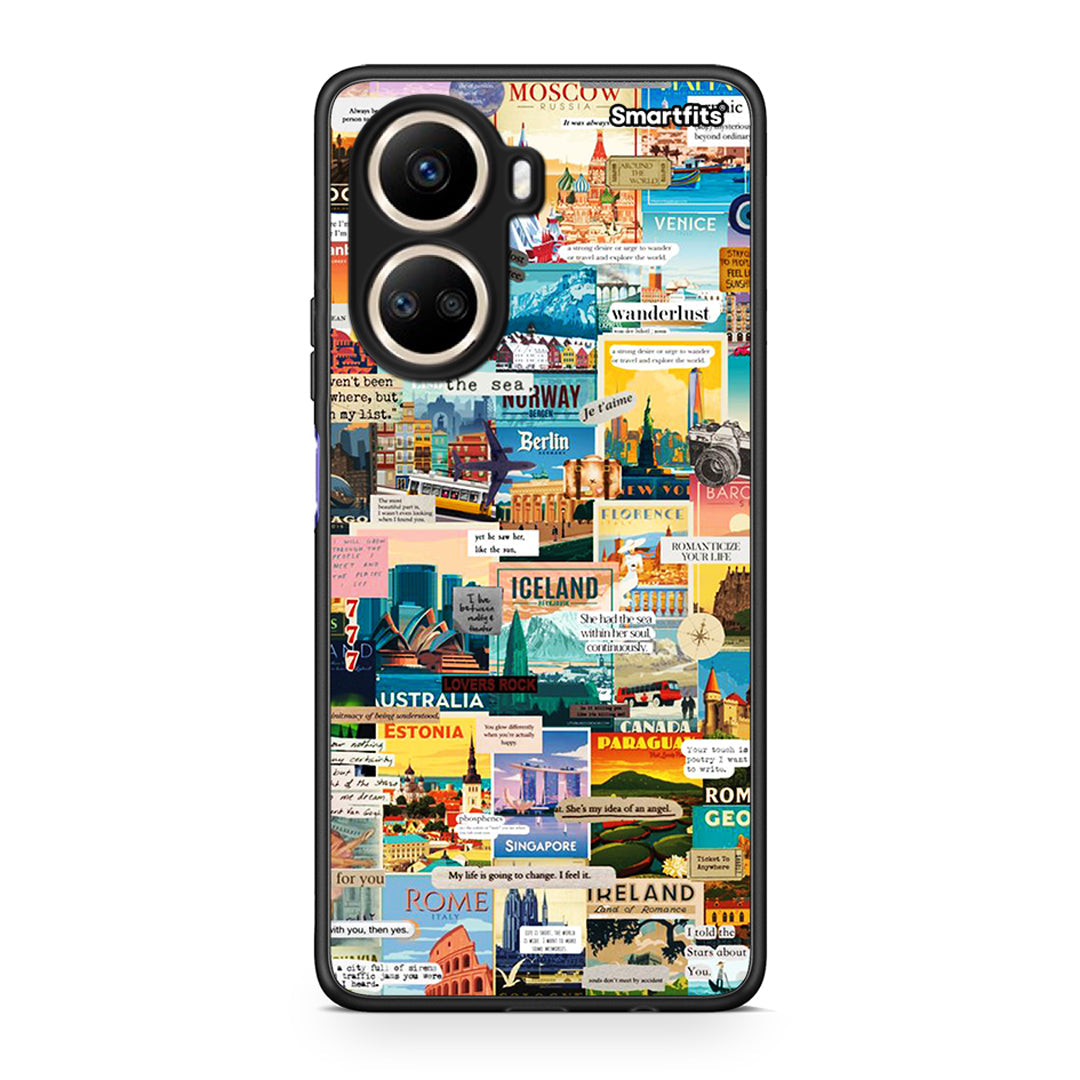 Θήκη Huawei Nova 10 SE Live To Travel από τη Smartfits με σχέδιο στο πίσω μέρος και μαύρο περίβλημα | Huawei Nova 10 SE Live To Travel Case with Colorful Back and Black Bezels
