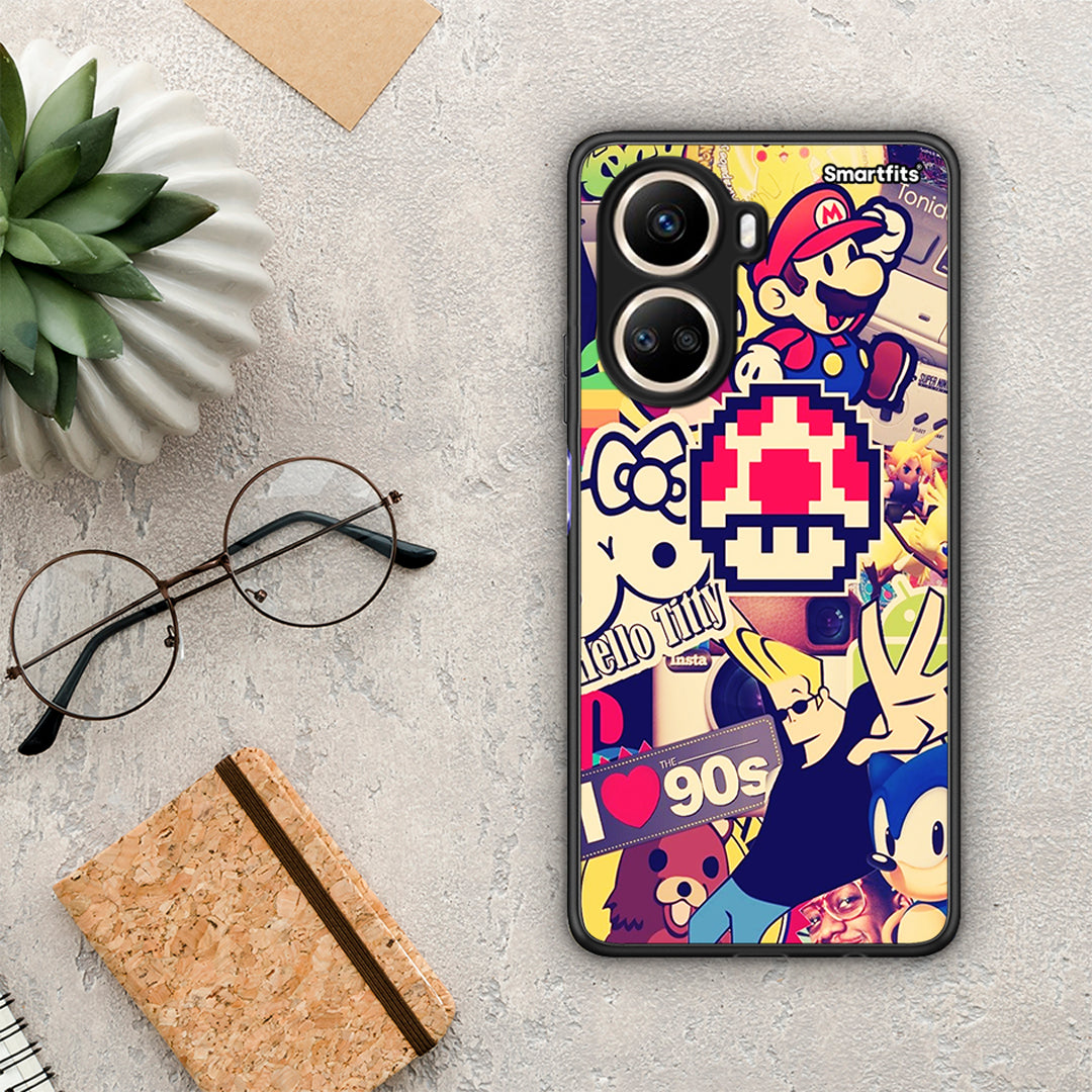 Θήκη Huawei Nova 10 SE Love The 90s από τη Smartfits με σχέδιο στο πίσω μέρος και μαύρο περίβλημα | Huawei Nova 10 SE Love The 90s Case with Colorful Back and Black Bezels