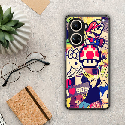 Θήκη Huawei Nova 10 SE Love The 90s από τη Smartfits με σχέδιο στο πίσω μέρος και μαύρο περίβλημα | Huawei Nova 10 SE Love The 90s Case with Colorful Back and Black Bezels
