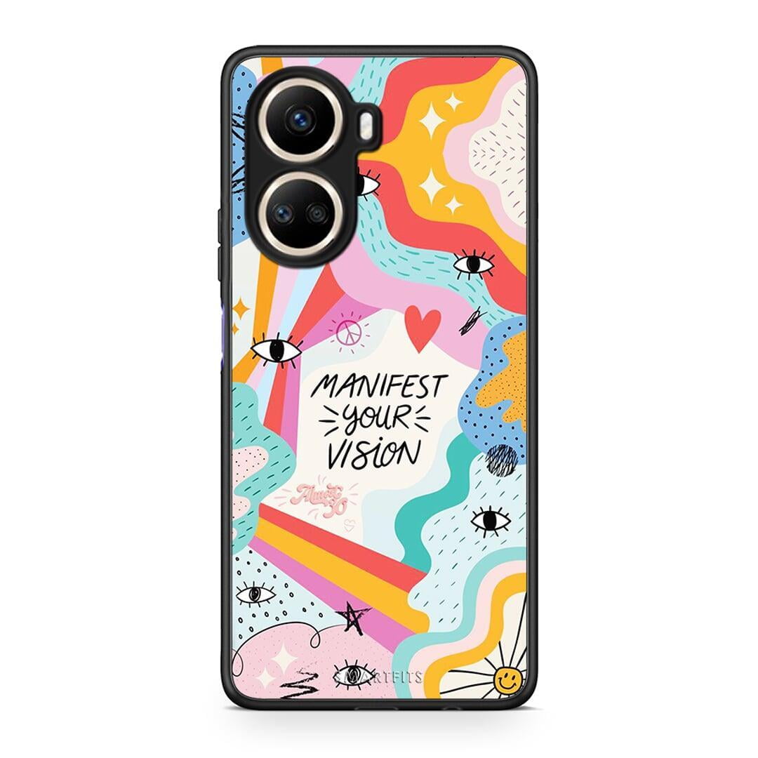 Θήκη Huawei Nova 10 SE Manifest Your Vision από τη Smartfits με σχέδιο στο πίσω μέρος και μαύρο περίβλημα | Huawei Nova 10 SE Manifest Your Vision Case with Colorful Back and Black Bezels