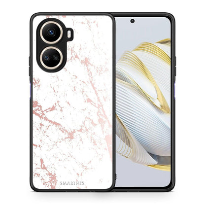 Θήκη Huawei Nova 10 SE Marble Pink Splash από τη Smartfits με σχέδιο στο πίσω μέρος και μαύρο περίβλημα | Huawei Nova 10 SE Marble Pink Splash Case with Colorful Back and Black Bezels