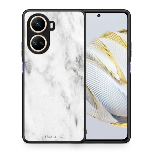Θήκη Huawei Nova 10 SE Marble White από τη Smartfits με σχέδιο στο πίσω μέρος και μαύρο περίβλημα | Huawei Nova 10 SE Marble White Case with Colorful Back and Black Bezels