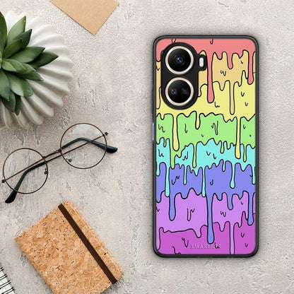 Θήκη Huawei Nova 10 SE Melting Rainbow από τη Smartfits με σχέδιο στο πίσω μέρος και μαύρο περίβλημα | Huawei Nova 10 SE Melting Rainbow Case with Colorful Back and Black Bezels