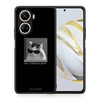 Θήκη Huawei Nova 10 SE Meme Cat από τη Smartfits με σχέδιο στο πίσω μέρος και μαύρο περίβλημα | Huawei Nova 10 SE Meme Cat Case with Colorful Back and Black Bezels