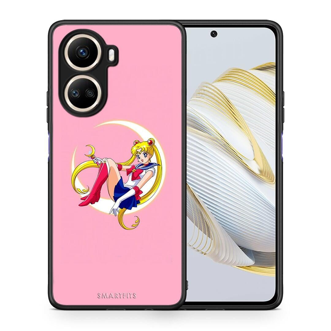 Θήκη Huawei Nova 10 SE Moon Girl από τη Smartfits με σχέδιο στο πίσω μέρος και μαύρο περίβλημα | Huawei Nova 10 SE Moon Girl Case with Colorful Back and Black Bezels