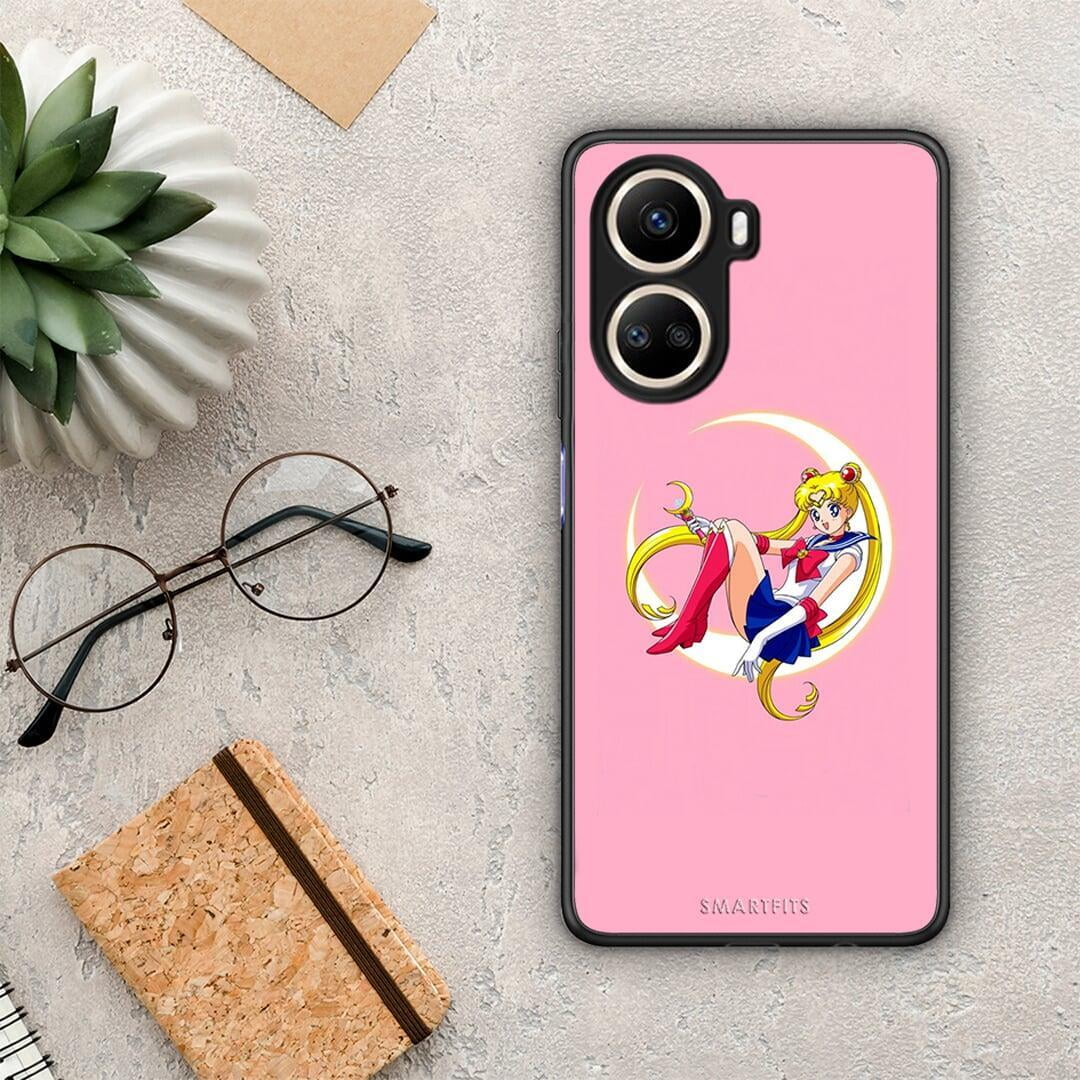 Θήκη Huawei Nova 10 SE Moon Girl από τη Smartfits με σχέδιο στο πίσω μέρος και μαύρο περίβλημα | Huawei Nova 10 SE Moon Girl Case with Colorful Back and Black Bezels
