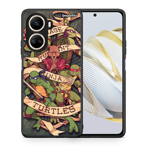 Θήκη Huawei Nova 10 SE Ninja Turtles από τη Smartfits με σχέδιο στο πίσω μέρος και μαύρο περίβλημα | Huawei Nova 10 SE Ninja Turtles Case with Colorful Back and Black Bezels