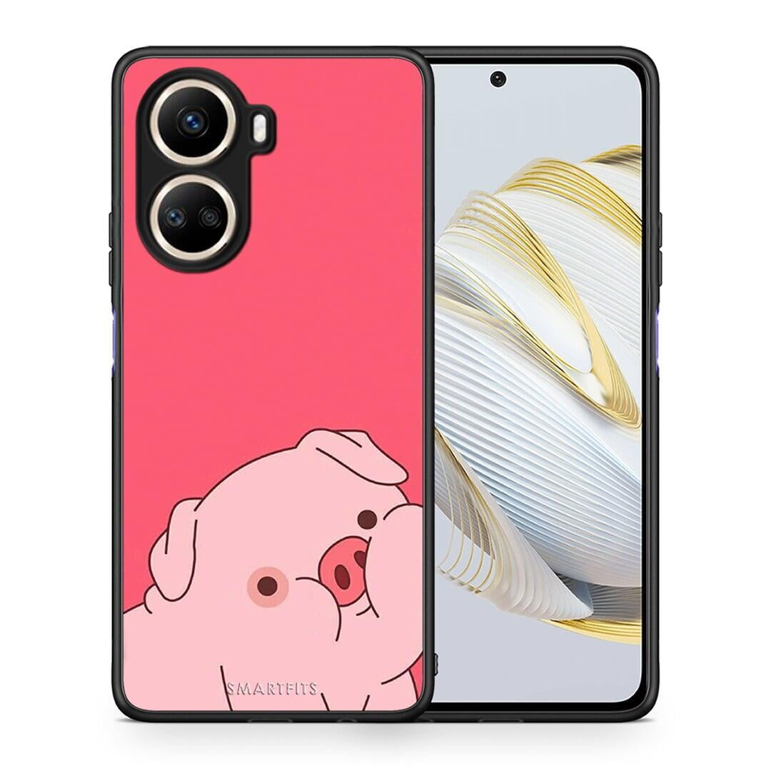 Θήκη Huawei Nova 10 SE Pig Love 1 από τη Smartfits με σχέδιο στο πίσω μέρος και μαύρο περίβλημα | Huawei Nova 10 SE Pig Love 1 Case with Colorful Back and Black Bezels