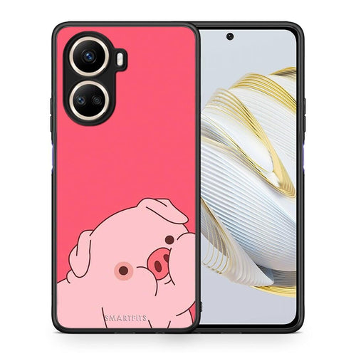 Θήκη Huawei Nova 10 SE Pig Love 1 από τη Smartfits με σχέδιο στο πίσω μέρος και μαύρο περίβλημα | Huawei Nova 10 SE Pig Love 1 Case with Colorful Back and Black Bezels