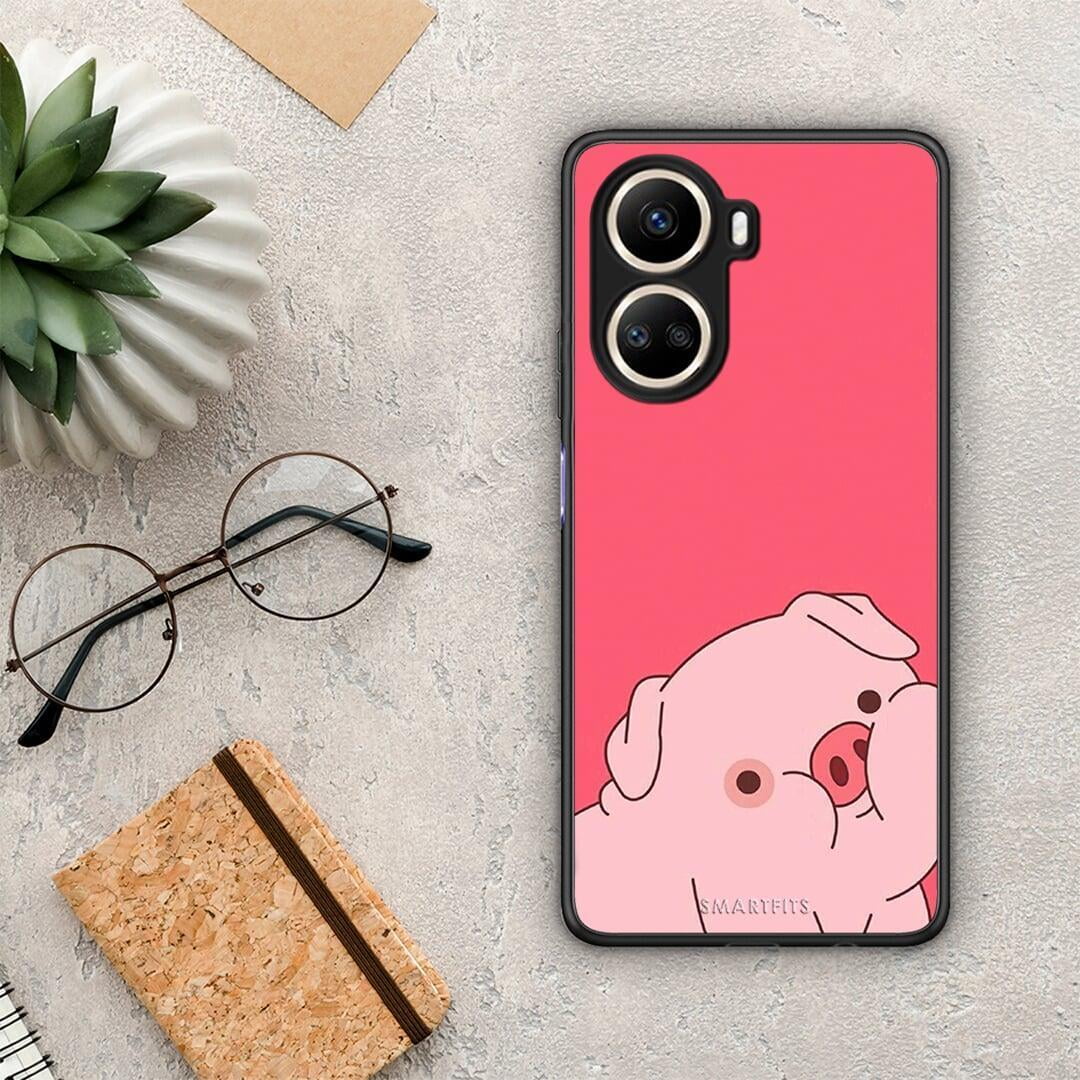 Θήκη Huawei Nova 10 SE Pig Love 1 από τη Smartfits με σχέδιο στο πίσω μέρος και μαύρο περίβλημα | Huawei Nova 10 SE Pig Love 1 Case with Colorful Back and Black Bezels