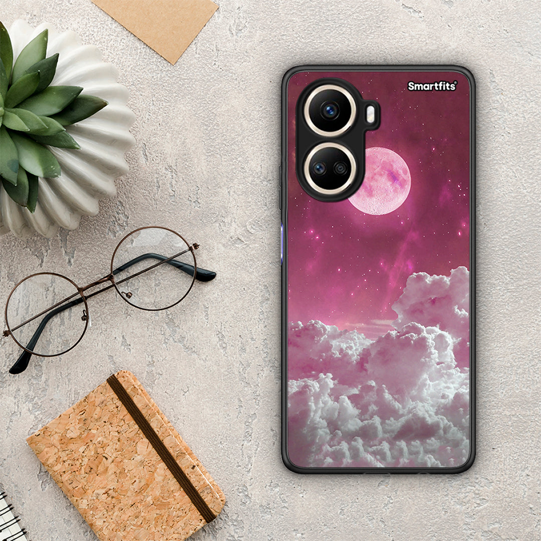 Θήκη Huawei Nova 10 SE Pink Moon από τη Smartfits με σχέδιο στο πίσω μέρος και μαύρο περίβλημα | Huawei Nova 10 SE Pink Moon Case with Colorful Back and Black Bezels