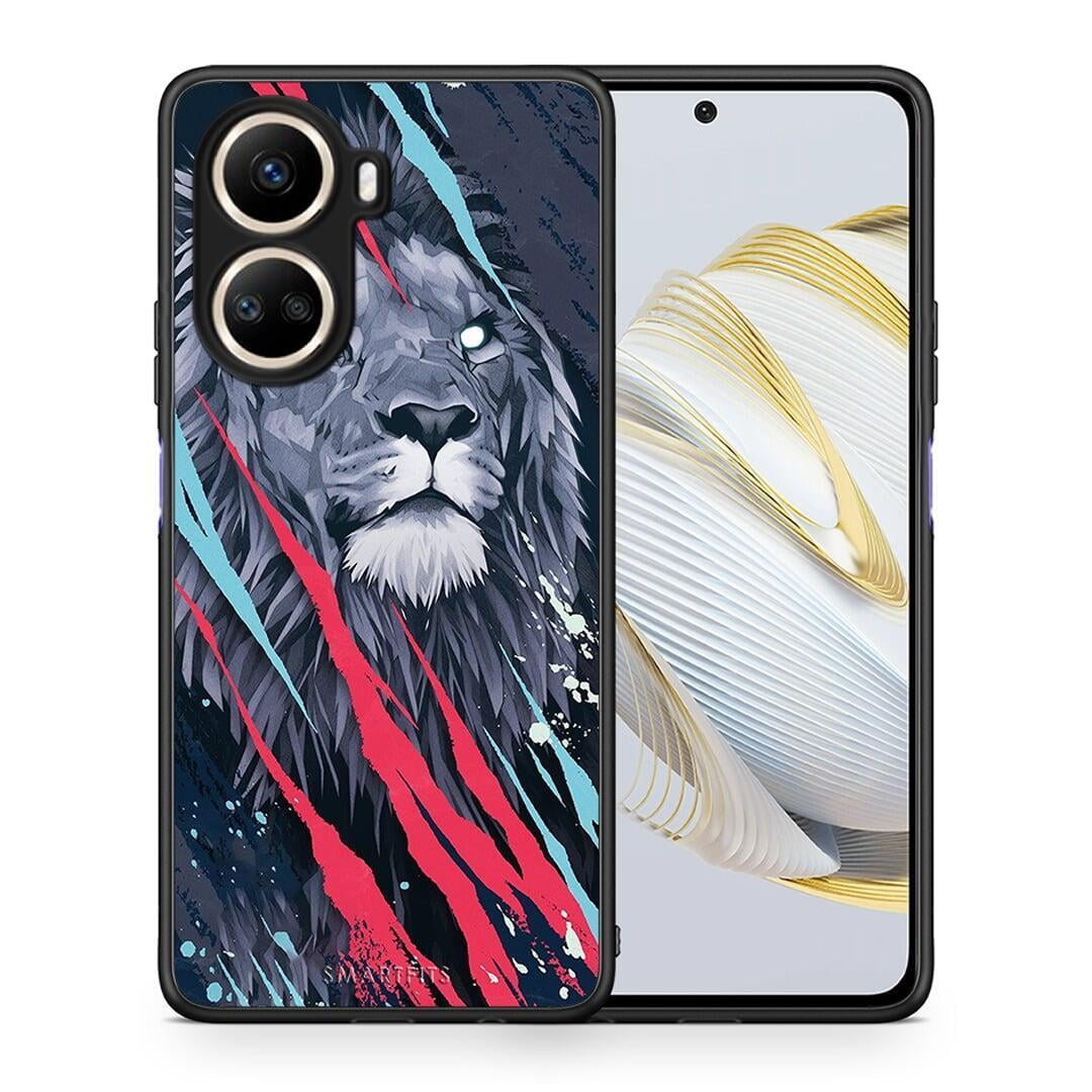 Θήκη Huawei Nova 10 SE PopArt Lion Designer από τη Smartfits με σχέδιο στο πίσω μέρος και μαύρο περίβλημα | Huawei Nova 10 SE PopArt Lion Designer Case with Colorful Back and Black Bezels