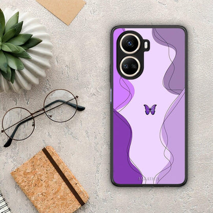 Θήκη Huawei Nova 10 SE Purple Mariposa από τη Smartfits με σχέδιο στο πίσω μέρος και μαύρο περίβλημα | Huawei Nova 10 SE Purple Mariposa Case with Colorful Back and Black Bezels