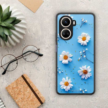 Θήκη Huawei Nova 10 SE Real Daisies από τη Smartfits με σχέδιο στο πίσω μέρος και μαύρο περίβλημα | Huawei Nova 10 SE Real Daisies Case with Colorful Back and Black Bezels