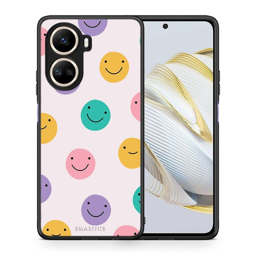 Θήκη Huawei Nova 10 SE Smiley Faces από τη Smartfits με σχέδιο στο πίσω μέρος και μαύρο περίβλημα | Huawei Nova 10 SE Smiley Faces Case with Colorful Back and Black Bezels