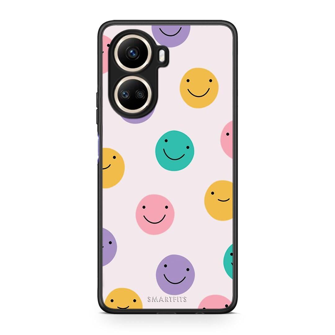 Θήκη Huawei Nova 10 SE Smiley Faces από τη Smartfits με σχέδιο στο πίσω μέρος και μαύρο περίβλημα | Huawei Nova 10 SE Smiley Faces Case with Colorful Back and Black Bezels