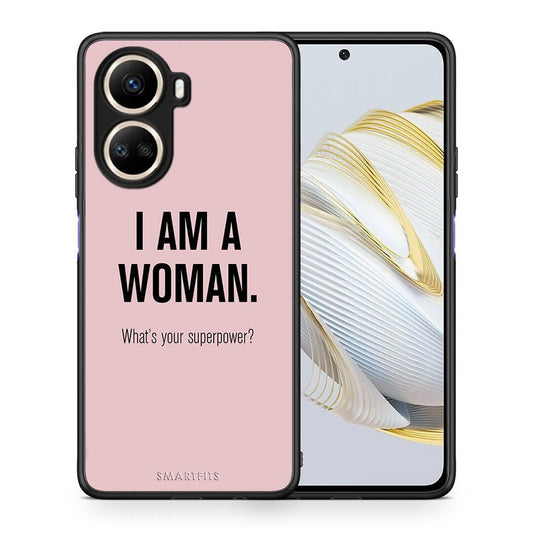 Θήκη Huawei Nova 10 SE Superpower Woman από τη Smartfits με σχέδιο στο πίσω μέρος και μαύρο περίβλημα | Huawei Nova 10 SE Superpower Woman Case with Colorful Back and Black Bezels
