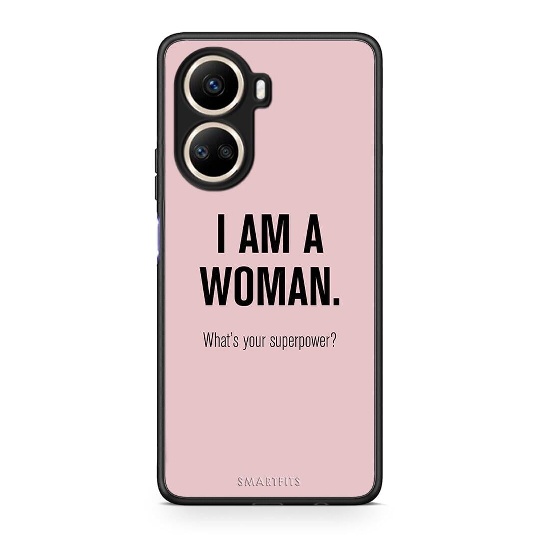 Θήκη Huawei Nova 10 SE Superpower Woman από τη Smartfits με σχέδιο στο πίσω μέρος και μαύρο περίβλημα | Huawei Nova 10 SE Superpower Woman Case with Colorful Back and Black Bezels