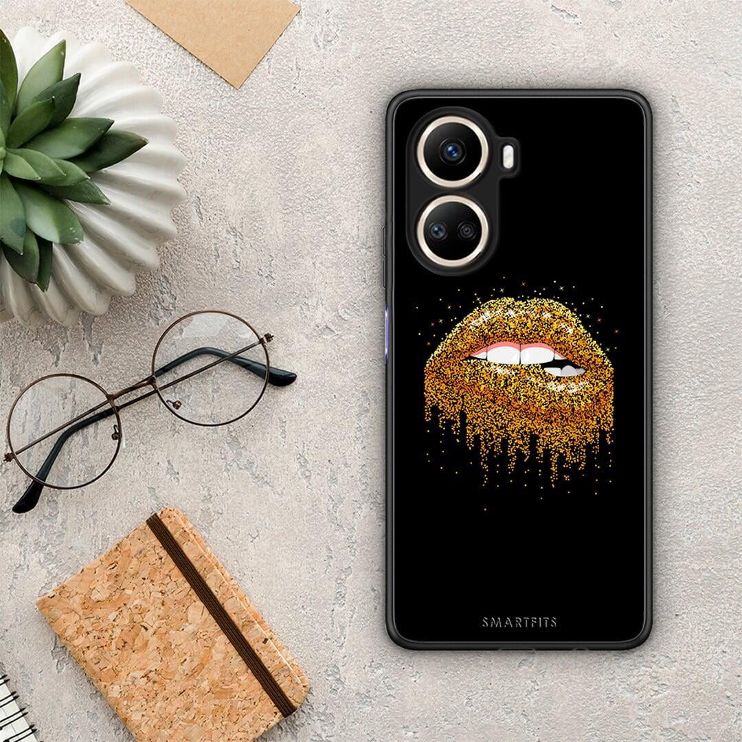Θήκη Huawei Nova 10 SE Valentine Golden από τη Smartfits με σχέδιο στο πίσω μέρος και μαύρο περίβλημα | Huawei Nova 10 SE Valentine Golden Case with Colorful Back and Black Bezels