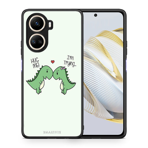 Θήκη Huawei Nova 10 SE Valentine Rex από τη Smartfits με σχέδιο στο πίσω μέρος και μαύρο περίβλημα | Huawei Nova 10 SE Valentine Rex Case with Colorful Back and Black Bezels
