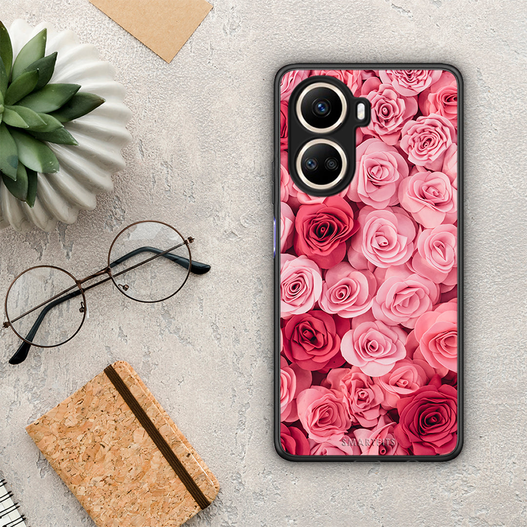 Θήκη Huawei Nova 10 SE Valentine RoseGarden από τη Smartfits με σχέδιο στο πίσω μέρος και μαύρο περίβλημα | Huawei Nova 10 SE Valentine RoseGarden Case with Colorful Back and Black Bezels