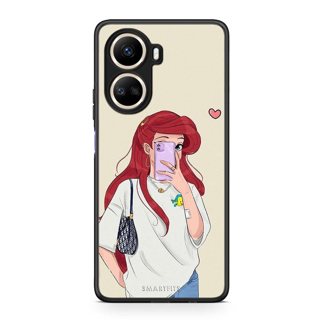 Θήκη Huawei Nova 10 SE Walking Mermaid από τη Smartfits με σχέδιο στο πίσω μέρος και μαύρο περίβλημα | Huawei Nova 10 SE Walking Mermaid Case with Colorful Back and Black Bezels