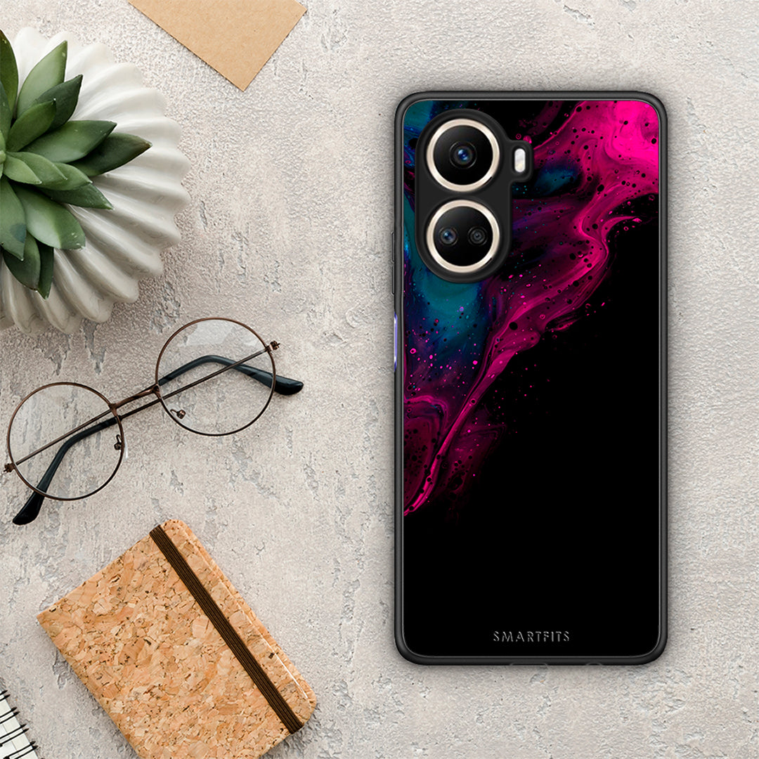 Θήκη Huawei Nova 10 SE Watercolor Pink Black από τη Smartfits με σχέδιο στο πίσω μέρος και μαύρο περίβλημα | Huawei Nova 10 SE Watercolor Pink Black Case with Colorful Back and Black Bezels