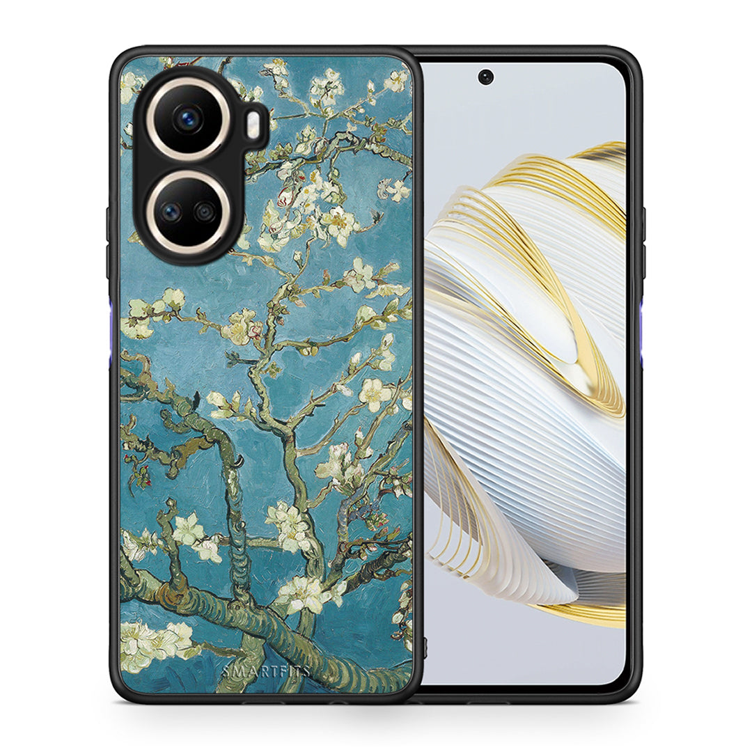 Θήκη Huawei Nova 10 SE White Blossoms από τη Smartfits με σχέδιο στο πίσω μέρος και μαύρο περίβλημα | Huawei Nova 10 SE White Blossoms Case with Colorful Back and Black Bezels