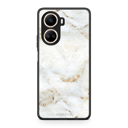 Θήκη Huawei Nova 10 SE White Gold Marble από τη Smartfits με σχέδιο στο πίσω μέρος και μαύρο περίβλημα | Huawei Nova 10 SE White Gold Marble Case with Colorful Back and Black Bezels