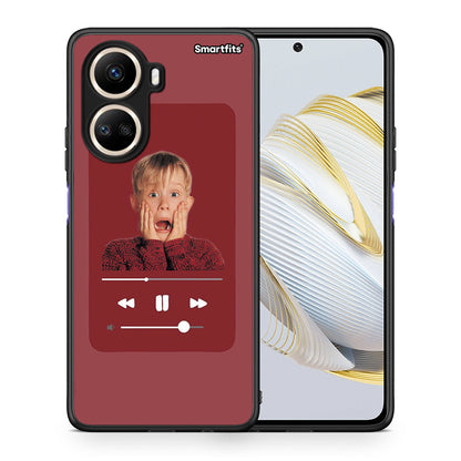 Θήκη Huawei Nova 10 SE Xmas Alone Music από τη Smartfits με σχέδιο στο πίσω μέρος και μαύρο περίβλημα | Huawei Nova 10 SE Xmas Alone Music Case with Colorful Back and Black Bezels