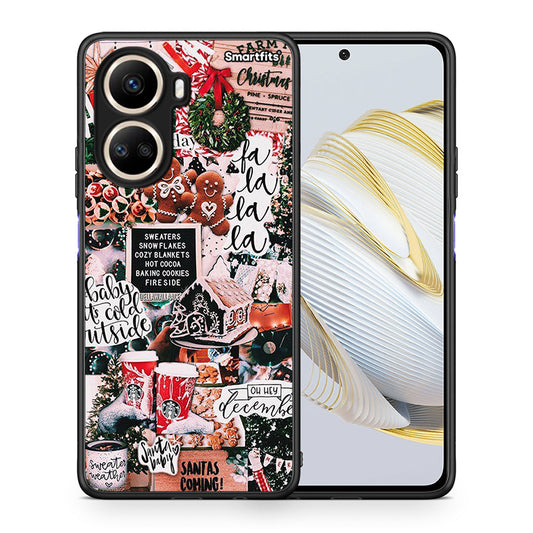 Θήκη Huawei Nova 10 SE Xmas Habbits από τη Smartfits με σχέδιο στο πίσω μέρος και μαύρο περίβλημα | Huawei Nova 10 SE Xmas Habbits Case with Colorful Back and Black Bezels