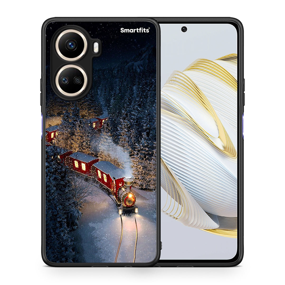 Θήκη Huawei Nova 10 SE Xmas Train από τη Smartfits με σχέδιο στο πίσω μέρος και μαύρο περίβλημα | Huawei Nova 10 SE Xmas Train Case with Colorful Back and Black Bezels