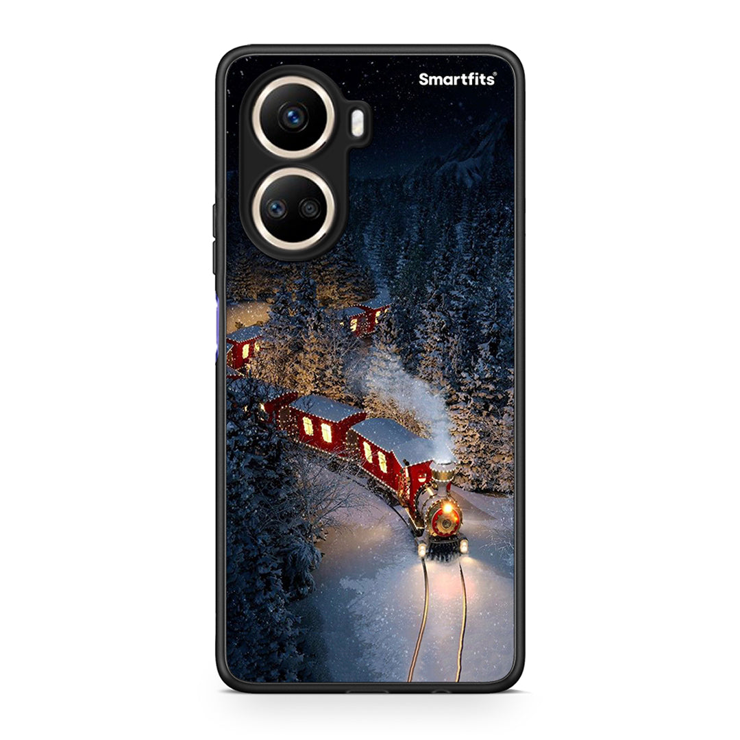 Θήκη Huawei Nova 10 SE Xmas Train από τη Smartfits με σχέδιο στο πίσω μέρος και μαύρο περίβλημα | Huawei Nova 10 SE Xmas Train Case with Colorful Back and Black Bezels